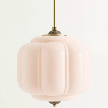 ELOISE SCALLOP MILK GLASS PENDANT CEILING LIGHT IN BLUSH PINK