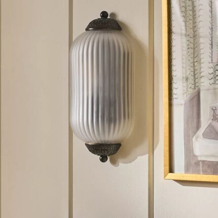 THE ELOISE SCALLOP CLEAR GLASS BLACK FLUSH SCONCE WALL LIGHT
