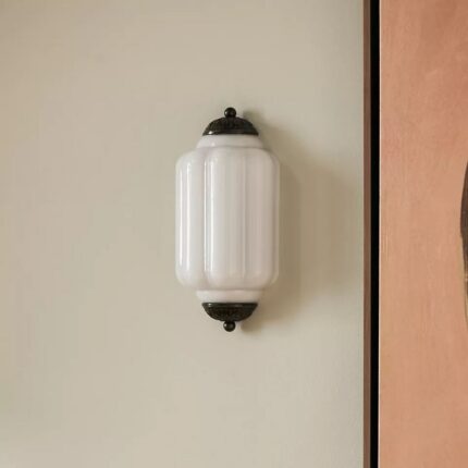 THE ELOISE SCALLOP WHITE GLASS BLACK FLUSH SCONCE WALL LIGHT