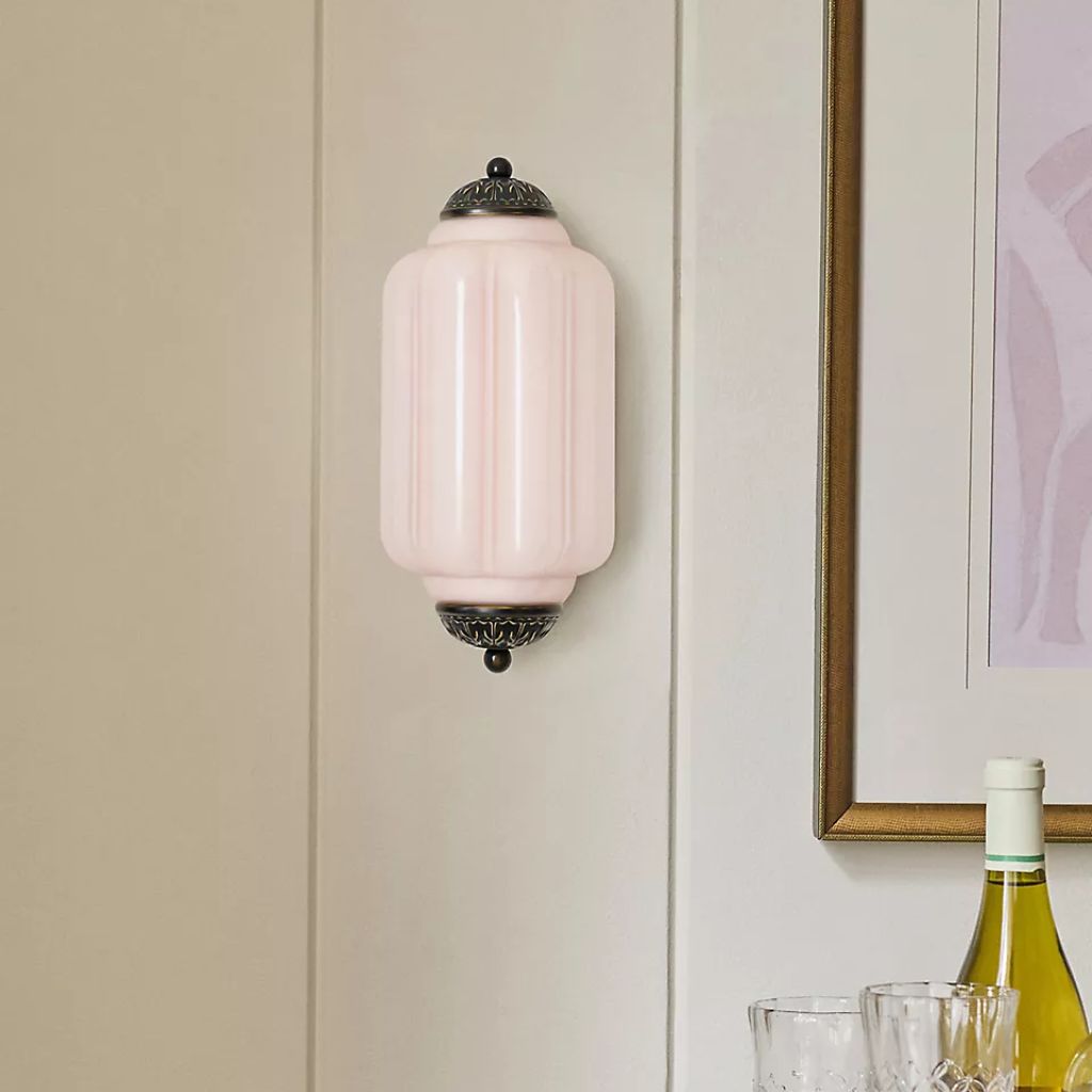 THE ELOISE SCALLOP BLUSH PINK BLACK FLUSH SCONCE WALL LIGHT THE ELOISE SCALLOP BLUSH PINK BLACK FLUSH SCONCE WALL LIGHT