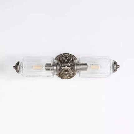 THE ELOISE SCALLOP CLEAR GLASS NICKEL VANITY SCONCE WALL LIGHT