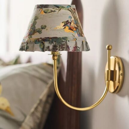 LEE BRASS RUFFLE PRINTED SHADE SCONCE WALL LIGHT BERNADETTE