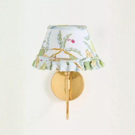 LEE BRASS RUFFLE PRINTED SHADE SCONCE WALL LIGHT PERA