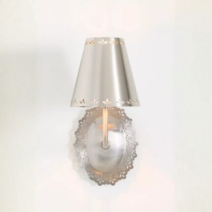 LACIE LACE TRIMMED ANTIQUE NICKEL SCONCE