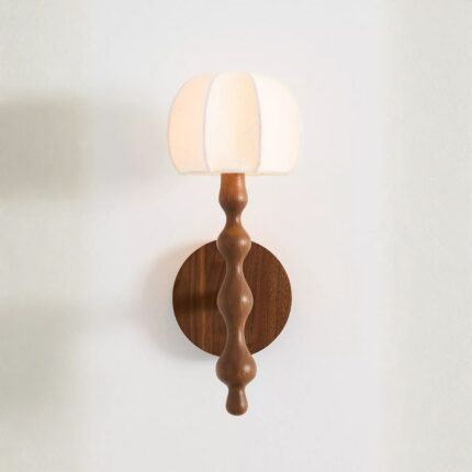 BROWN LALA REIMAGINED WOOD SHADED WALL SCONCE LIGHT