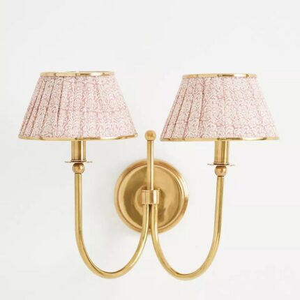 KARI LEE DOUBLE ARTICULATING SHADED BRASS WALL SCONCE