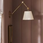 WHITE ROBERTA SCALLOPED LEATHER TASK WALL SCONCE