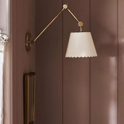 WHITE ROBERTA SCALLOPED LEATHER TASK WALL SCONCE