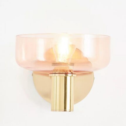 MORGAN PINK GLASS AND BRASS WALL SCONCE