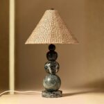 MARBLE TABLE LAMP BASE WITH BOBBIN DESIGN