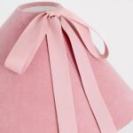 MAUVE BOSETTE TABLE LAMP WITH BOW DETAIL, VELVET, AND WOOD
