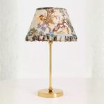 LEE TABLE LAMP IN BRASS WITH BERNADETTE RUFFLE PRINTED SHADE