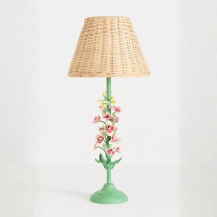 TABLE LAMP WITH FLORAL TOLE IRON DESIGN IN SNAP DRAGON