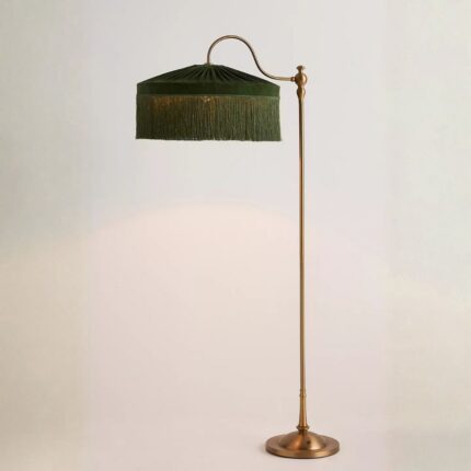 SINCLAIR GREEN VELVET FLOOR LAMP WITH TASSEL FRINGE