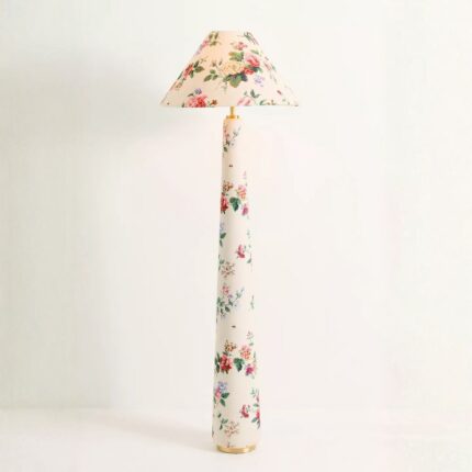 LULU CAMILLE PRINTED FABRIC UPHOLSTERED EMPIRE FLOOR LAMP