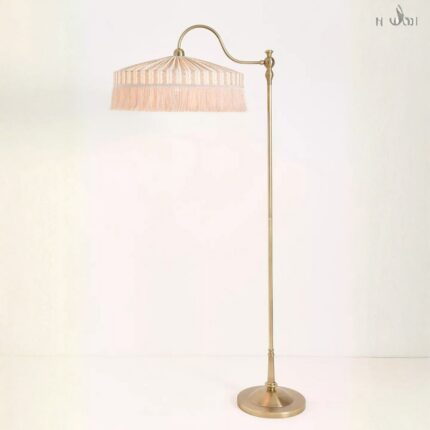 SINCLAIR CREAM LINEN FLOOR LAMP WITH TASSEL FRINGE