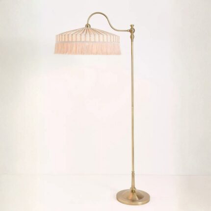 SINCLAIR IVY STRIPE LINEN FLOOR LAMP WITH TASSEL FRINGE