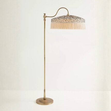 SINCLAIR IRENA LINEN FLOOR LAMP WITH TASSEL FRINGE
