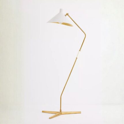 MAYOTTE LARGE BRASS FLOOR LAMP WITH OFFSET DESIGN