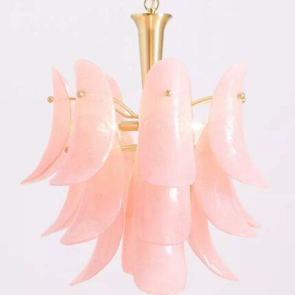 ANISA TIERED GLASS CHANDELIER WITH PINK PETAL DETAILS