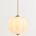 ELOISE BLUE GLASS SCALLOPED MILK GLASS PENDANT CEILING LIGHT