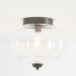 THE ELOISE BLACK FLUSH MOUNT CEILING LIGHT WITH SCALLOPED MILK GLASS