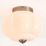 THE ELOISE WHITE SCALLOPED MILK GLASS FLUSH MOUNT LIGHT WITH NICKEL FINISH