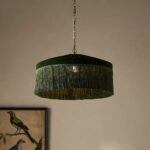 GREEN SINCLAIR VELVET PENDANT WITH TASSEL FRINGE