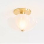 WHITE FLORA FLOWER GLASS FLUSH MOUNT LIGHT