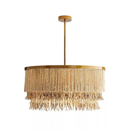 BAJA ORGANIC WOOD COCONUT BEADED CHANDELIER