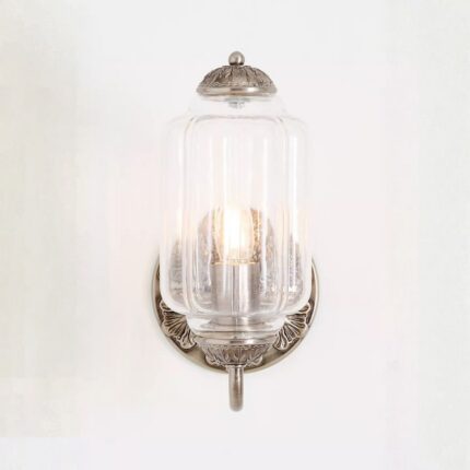 THE ELOISE NICKEL MILK GLASS SCALLOP WALL SCONCE