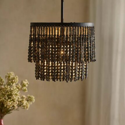 BLACK BEADED FLUSH MOUNT CEILING LIGHT