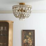 OVAL CAPIZ FLUSH MOUNT CEILING LIGHT