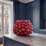 LARGE APPLE RED HANDCRAFTED DECORATIVE VASE