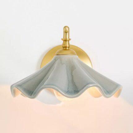 BOBBI BLUE GREY WAVY CERAMIC WALL SCONCE