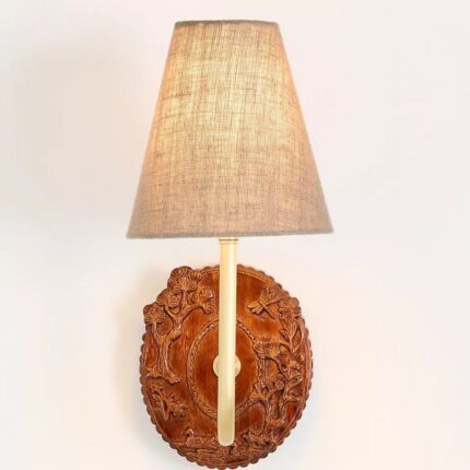 BERNADETTE BROWN CARVED WOOD WALL SCONCE