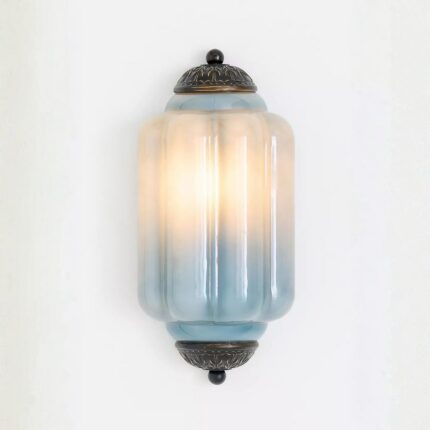 THE ELOISE BLUE GLASS BLACK FLUSH WALL SCONCE