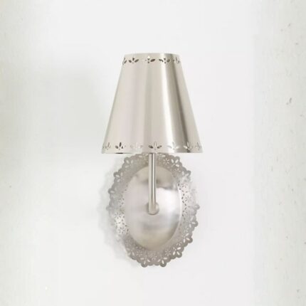 LACIE ANTIQUE NICKEL WALL SCONCE WITH LACE TRIM