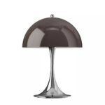 BROWN PANTHELLA PORTABLE LAMP WITH TRUMPET BELL SHADE