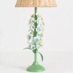 TABLE LAMP WITH FLORAL TOLE IRON DESIGN IN HYDRANGEA