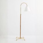 CURVES NO 1 FLOOR LAMP WITH RATTAN SHADE AND METAL BASE