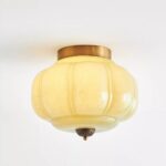 THE ELOISE SCALLOPED MILK GLASS CEILING LIGHT WITH GREEN FINISH