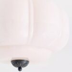 THE ELOISE PINK SCALLOP MILK GLASS CEILING LIGHT WITH BLACK FRAME