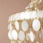 OVAL CAPIZ CEILING CHANDELIER WITH GOLD FINISH