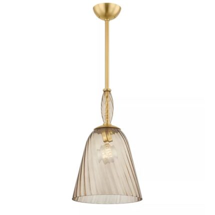 BLEECKER RIBBED ARTISAN GLASS PENDANT | LAMPS WITH GOLD