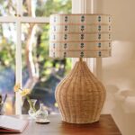 WOVEN BROWN WICKER LAMP BASE