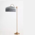 SINCLAIR SLATE FLOOR LAMP WITH FRINGED VELVET SHADE