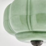 THE ELOISE FLUSH MOUNT CEILING LIGHT WITH GREEN MILK GLASS AND BLACK DETAIL