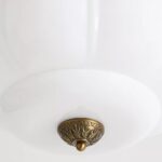 THE ELOISE WHITE FLUSH MOUNT LIGHT WITH SCALLOP MILK GLASS SHADE