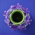 DECORATIVE VERANO VASE WITH GREEN AND PURPLE FINISH